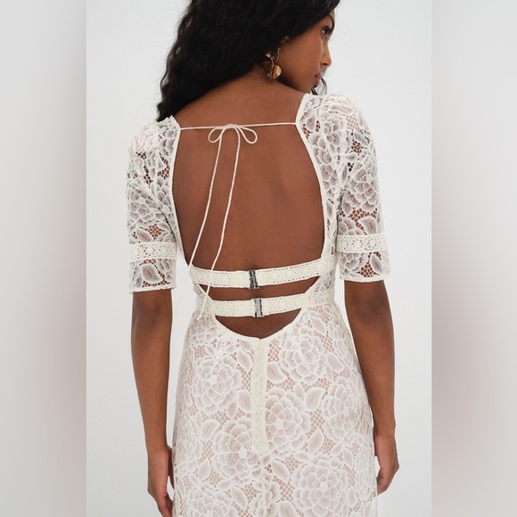 NWT For Love & Lemons Marilyn Midi Dress / Ivory / Size Medium - Picture 5 of 9